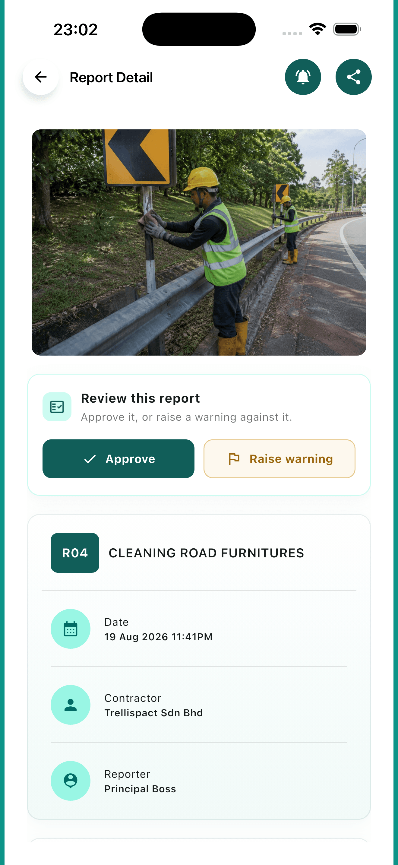 Field app, daily report