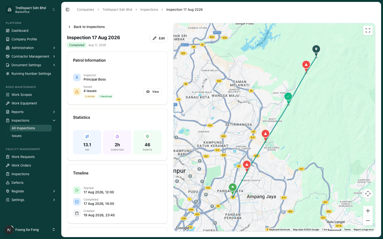Inspection route