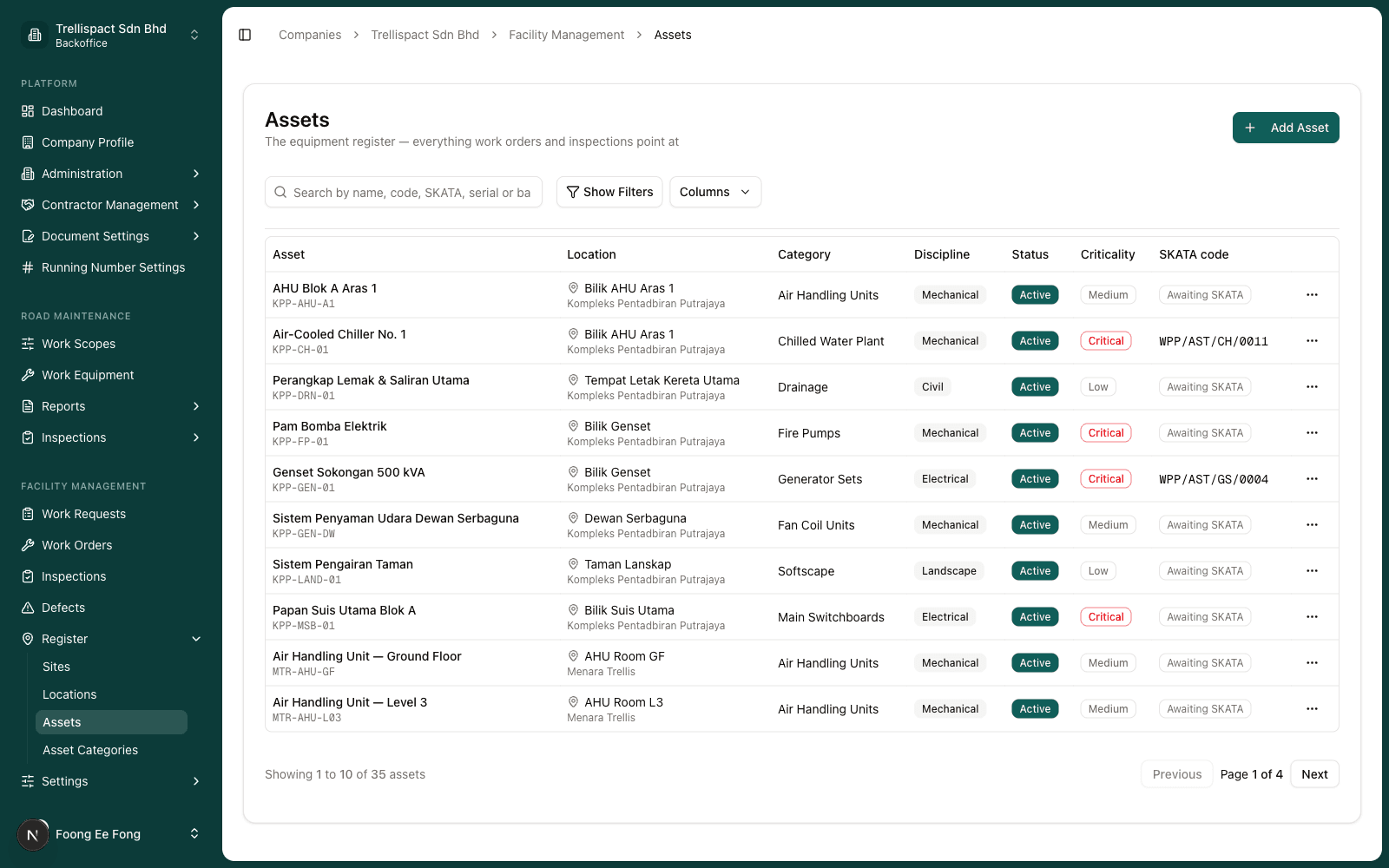 Asset register